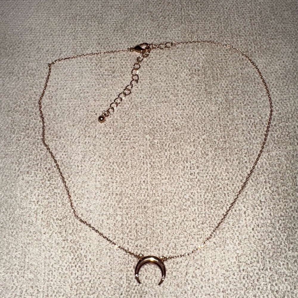 Rose Gold Horn Necklace Adjustable length 16-19”